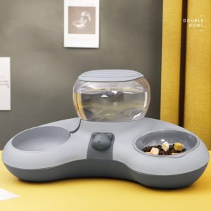 Pet Dog Cat Automatic Feeding Double Bowl