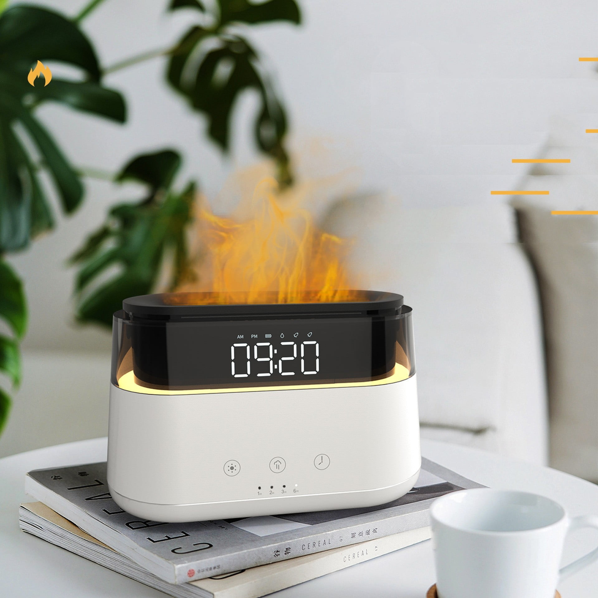 Flame Humidifier Alarm Clock Oil Diffuser Night Light With Timer ...