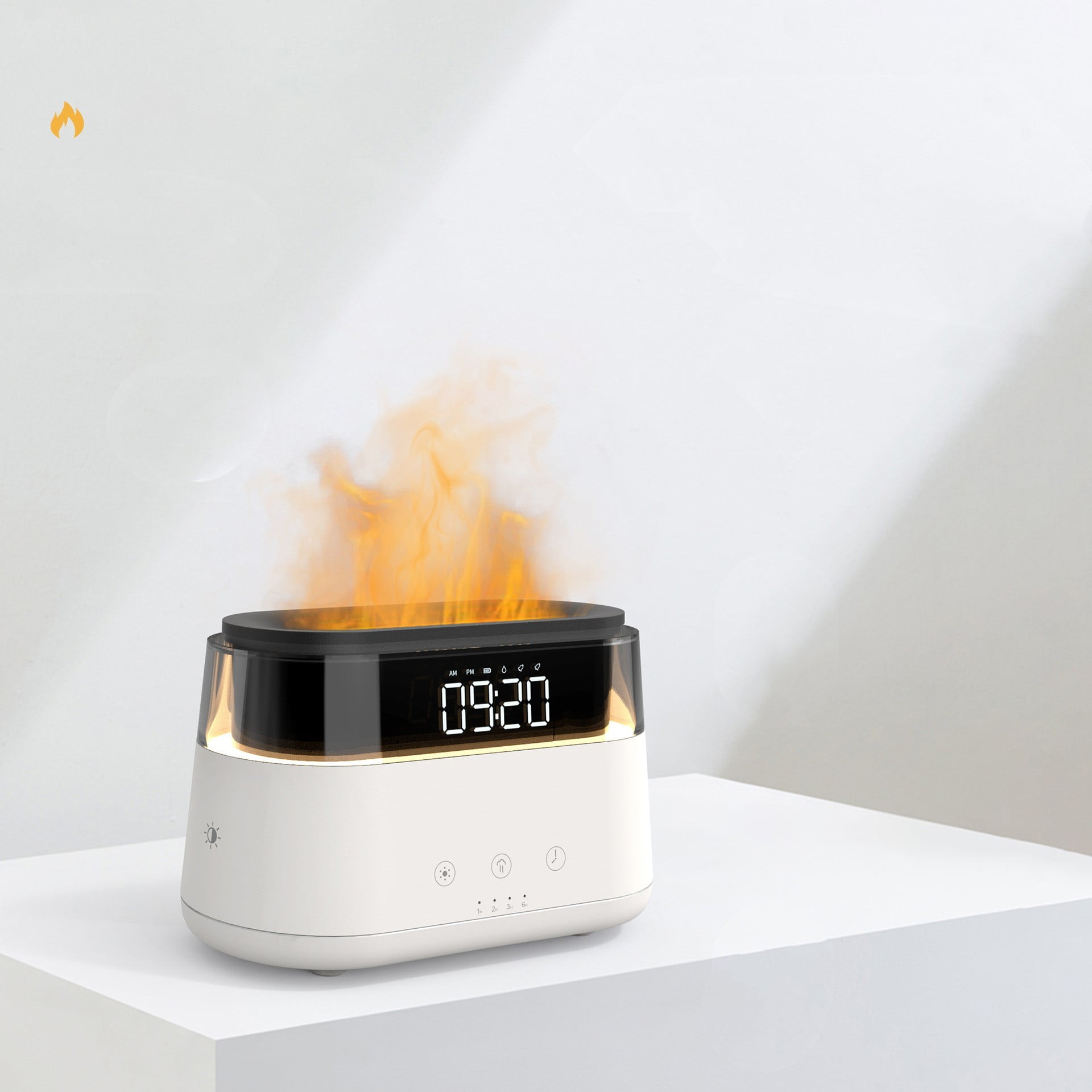 Flame Humidifier Alarm Clock Oil Diffuser Night Light With Timer