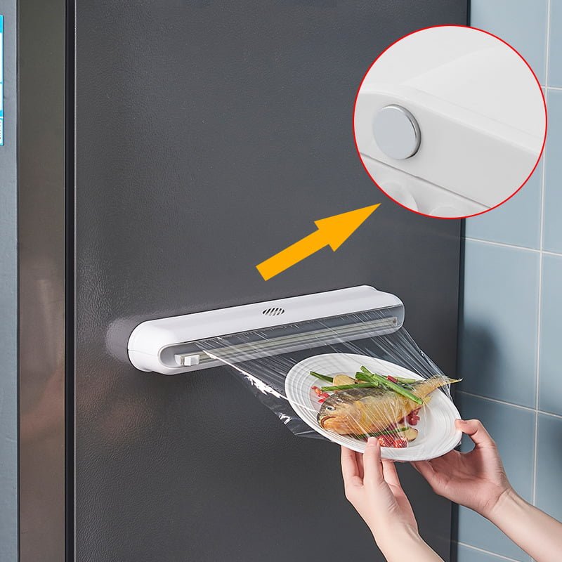 Cling Film Cutter Cup Wrap Dispenser Kitchen Storage Adjustable Cutter