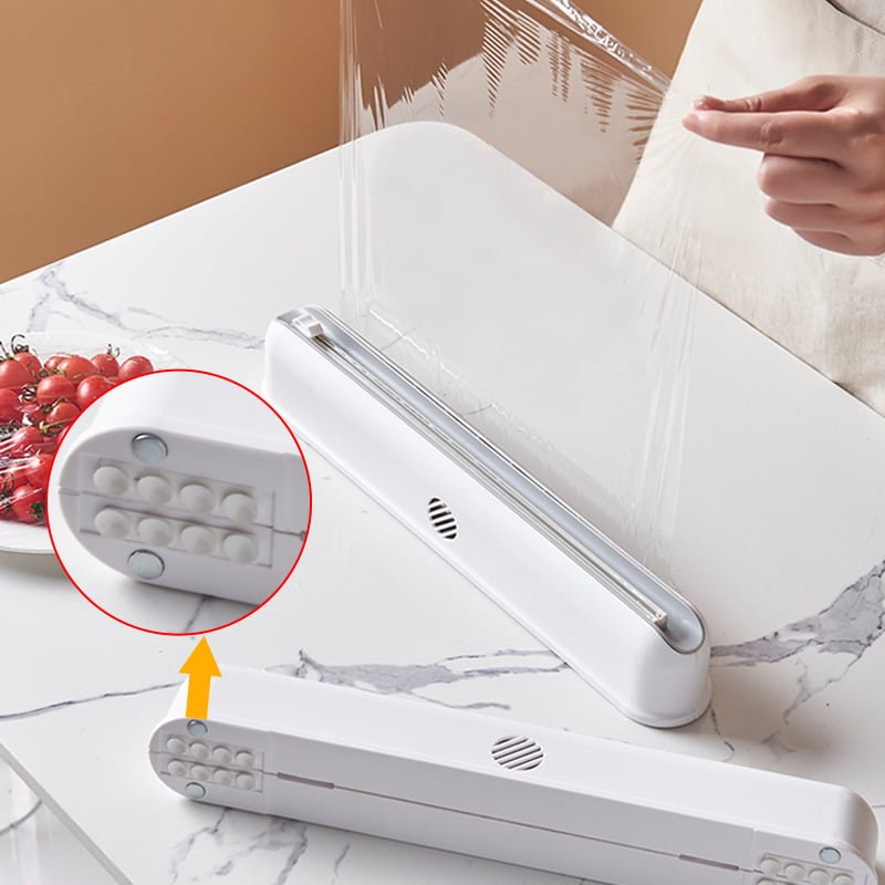 Cling Film Cutter Cup Wrap Dispenser Kitchen Storage Adjustable Cutter
