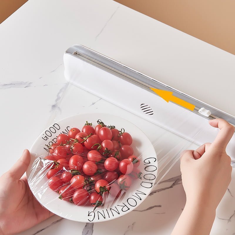 Cling Film Cutter Cup Wrap Dispenser Kitchen Storage Adjustable Cutter