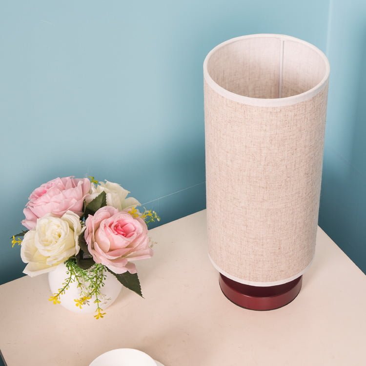 Wooden Table Lamp Nightstand Round Linen Lamp - Image 3