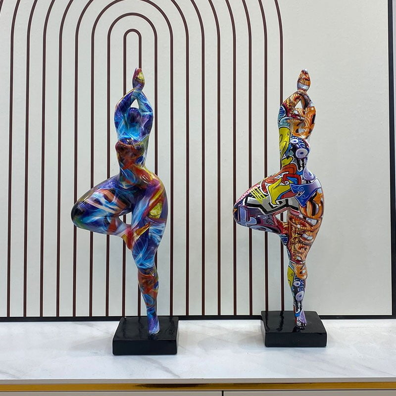Colorful Resin Nordic Yoga Sculpture Woman Figurine