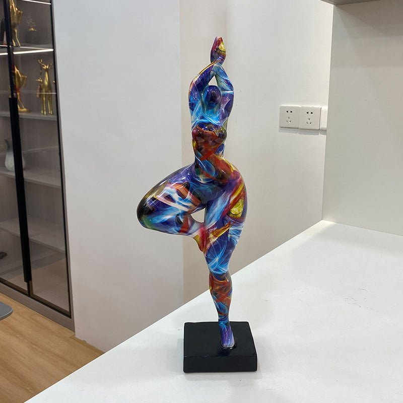 Colorful Resin Nordic Yoga Sculpture Woman Figurine
