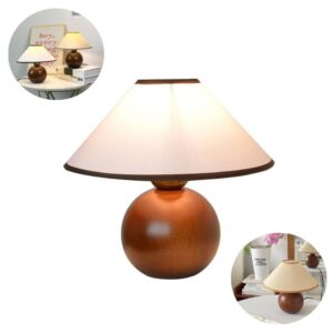 Round Solid Wood Vintage Table Lamp