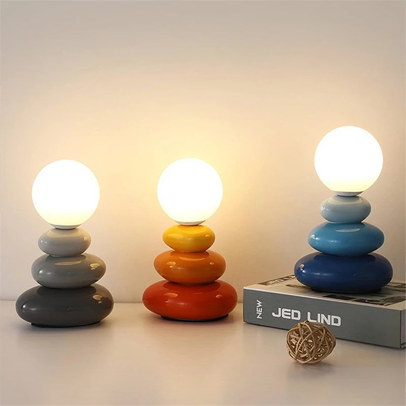 Creative Sphere Stacked Stone Table Lamp