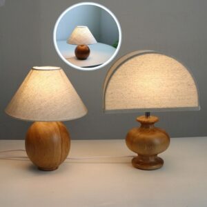 Solid Wood Linen Fabric Table Lamp